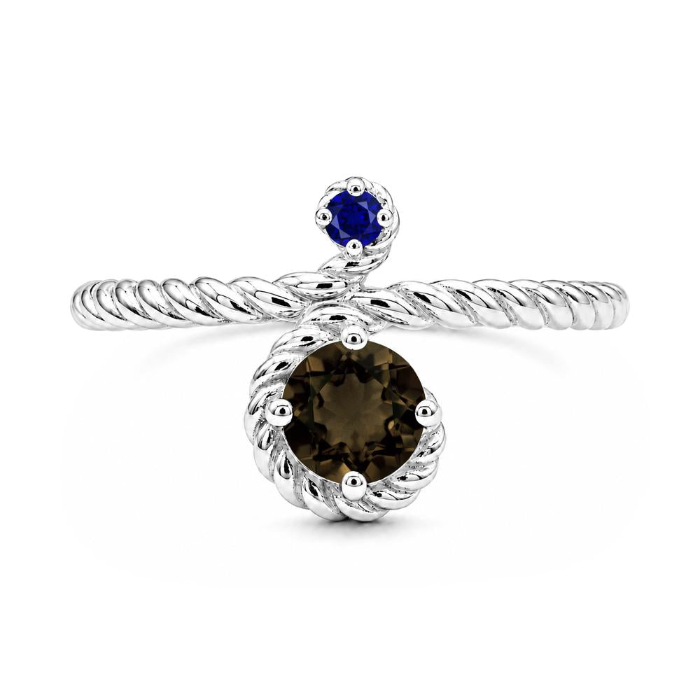 Vintage Twisted Rope Pink Sapphire and Sapphire Two Stone Ring - LUO Jewelry #gemstone_Smoky Quartz and Sapphire