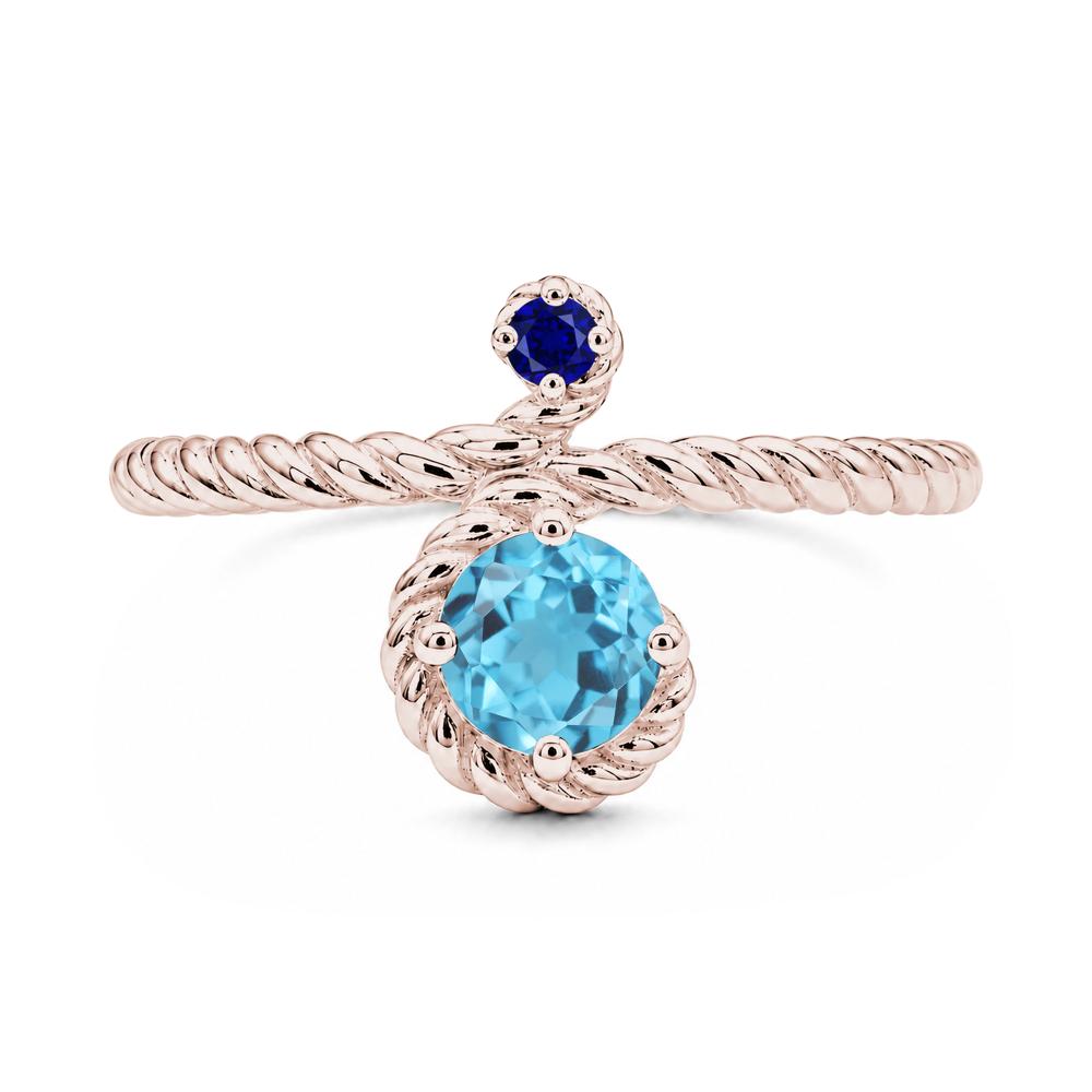 Vintage Twisted Rope Pink Sapphire and Sapphire Two Stone Ring - LUO Jewelry #gemstone_Swiss Blue Topaz and Sapphire