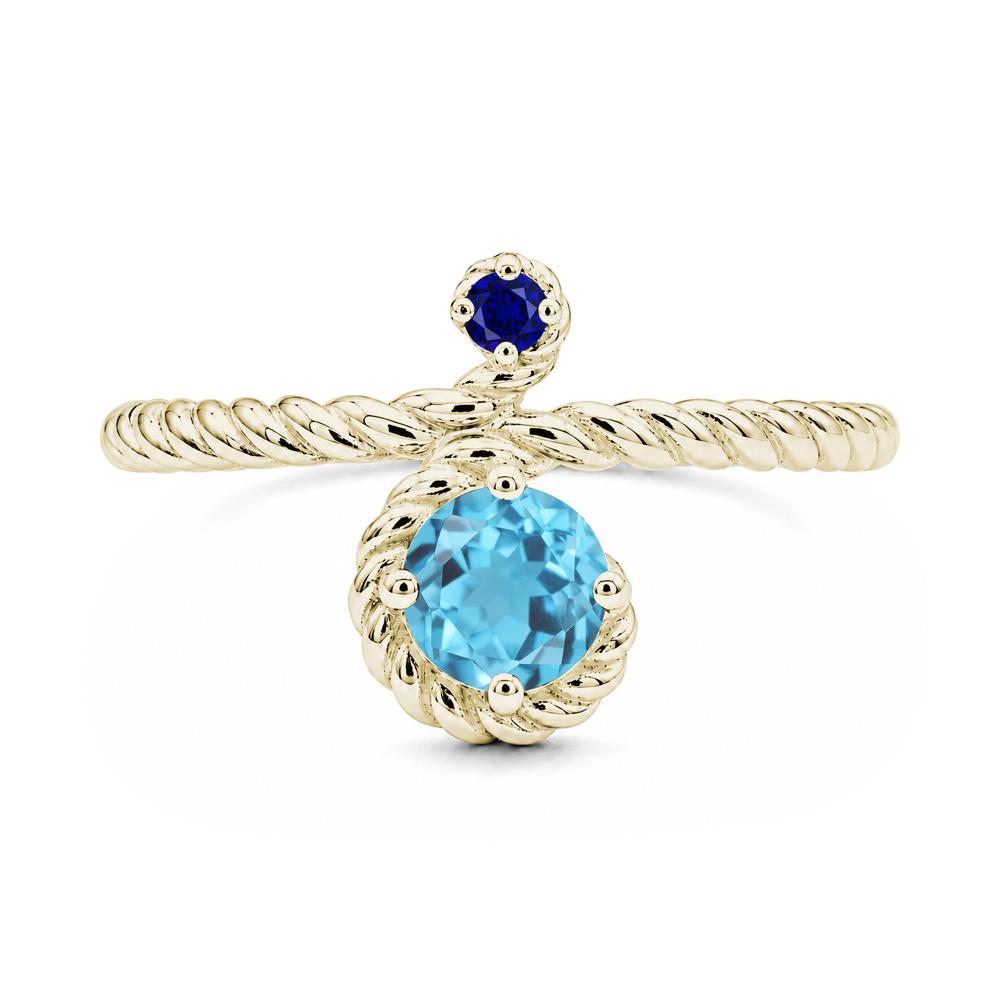 Vintage Twisted Rope Pink Sapphire and Sapphire Two Stone Ring - LUO Jewelry #gemstone_Swiss Blue Topaz and Sapphire