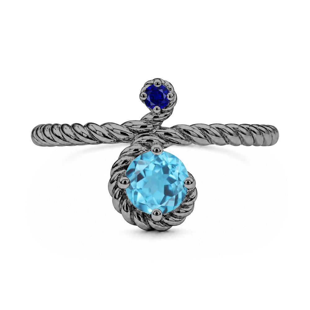 Vintage Twisted Rope Pink Sapphire and Sapphire Two Stone Ring - LUO Jewelry #gemstone_Swiss Blue Topaz and Sapphire
