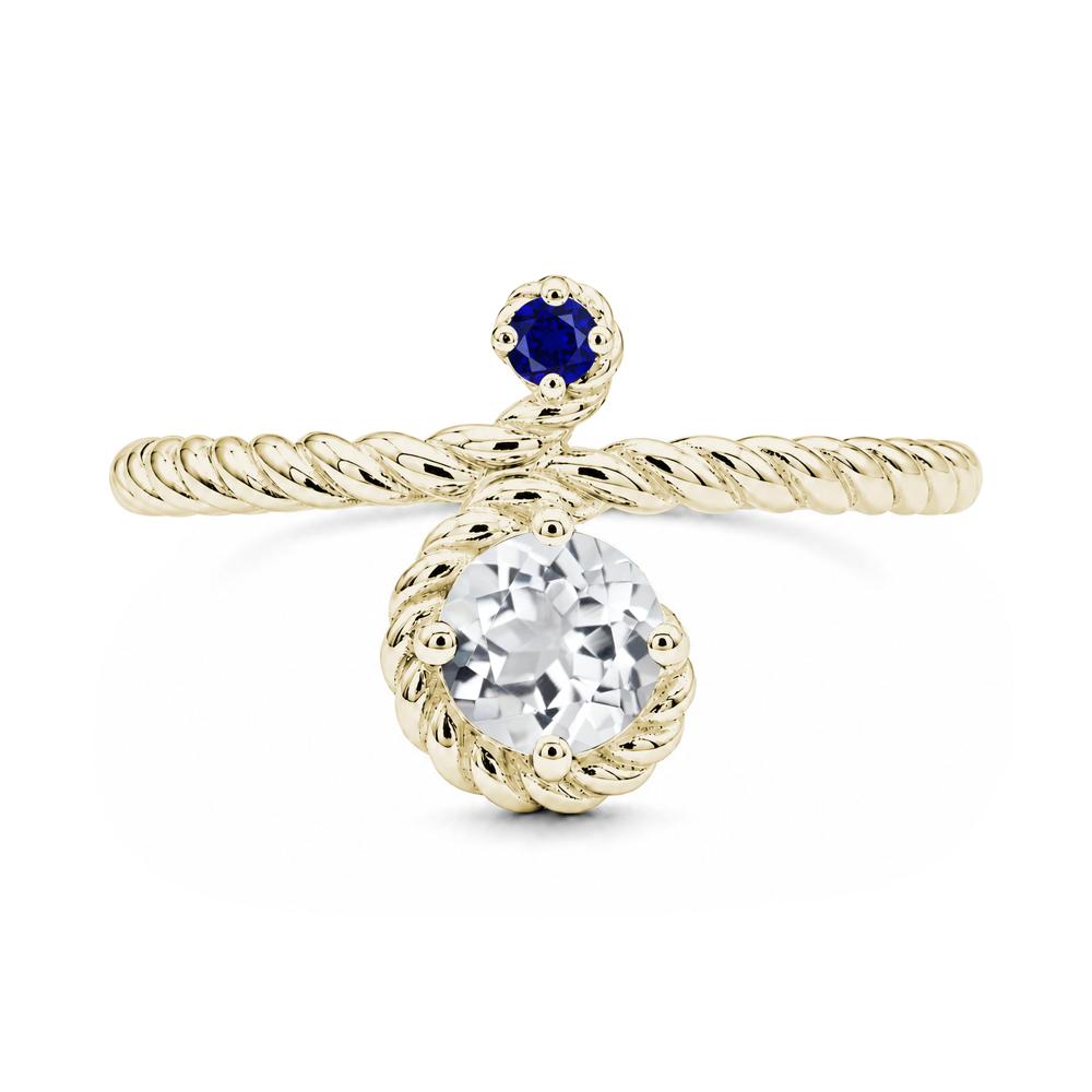 Vintage Twisted Rope Pink Sapphire and Sapphire Two Stone Ring - LUO Jewelry #gemstone_White Topaz and Sapphire