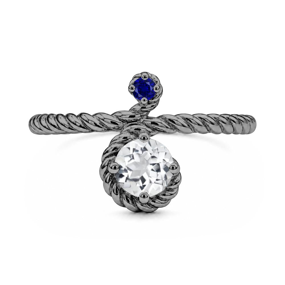 Vintage Twisted Rope Pink Sapphire and Sapphire Two Stone Ring - LUO Jewelry #gemstone_White Topaz and Sapphire