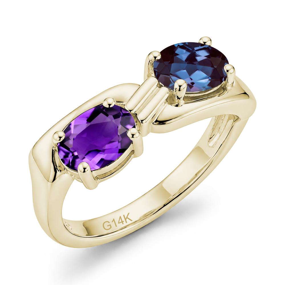 Toi Et Moi Two Stone Rose Quartz and Sapphire Promise Ring - LUO Jewelry #gemstone_Alexandrite and Amethyst