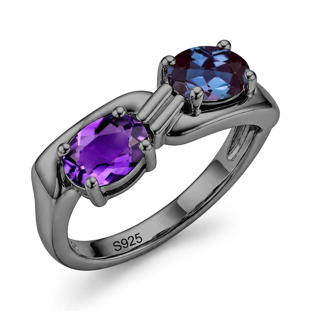 Toi Et Moi Two Stone Rose Quartz and Sapphire Promise Ring - LUO Jewelry #gemstone_Alexandrite and Amethyst