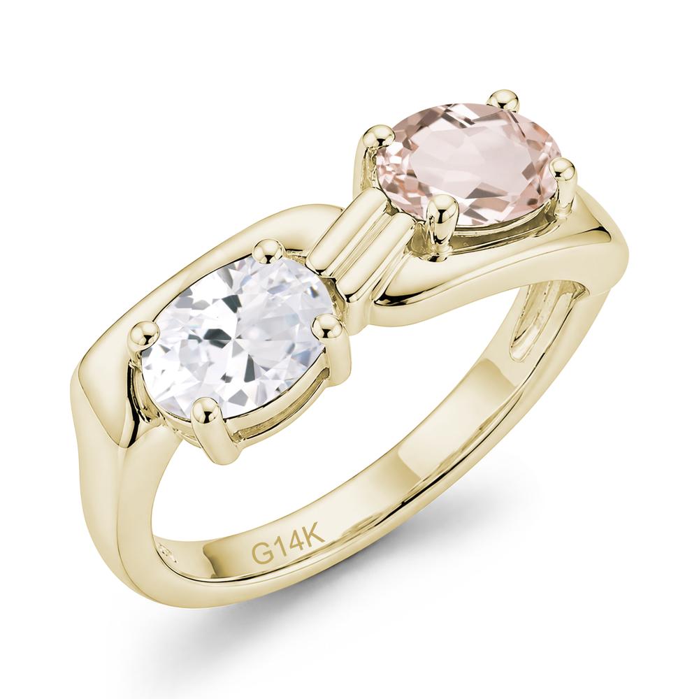 Toi Et Moi Two Stone Rose Quartz and Sapphire Promise Ring - LUO Jewelry #gemstone_Cubic Zirconia and Morganite