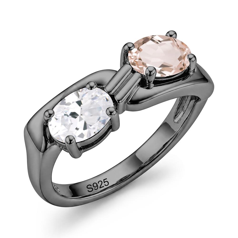 Toi Et Moi Two Stone Rose Quartz and Sapphire Promise Ring - LUO Jewelry #gemstone_Cubic Zirconia and Morganite