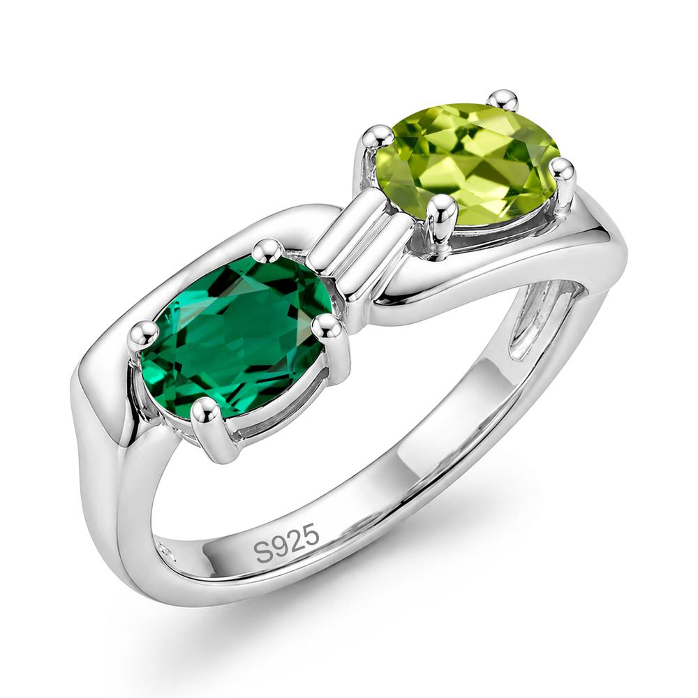 Toi Et Moi Two Stone Rose Quartz and Sapphire Promise Ring - LUO Jewelry #gemstone_Emerald and Peridot
