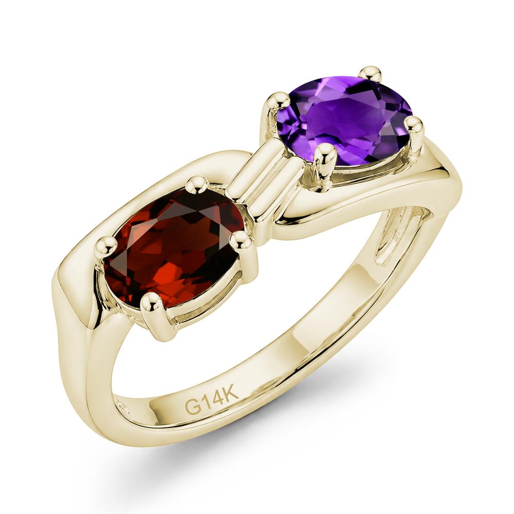 Toi Et Moi Two Stone Rose Quartz and Sapphire Promise Ring - LUO Jewelry #gemstone_Garnet and Amethyst