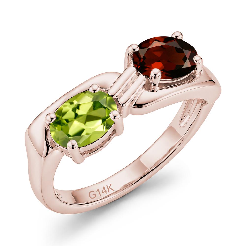 Toi Et Moi Two Stone Rose Quartz and Sapphire Promise Ring - LUO Jewelry #gemstone_Garnet and Peridot