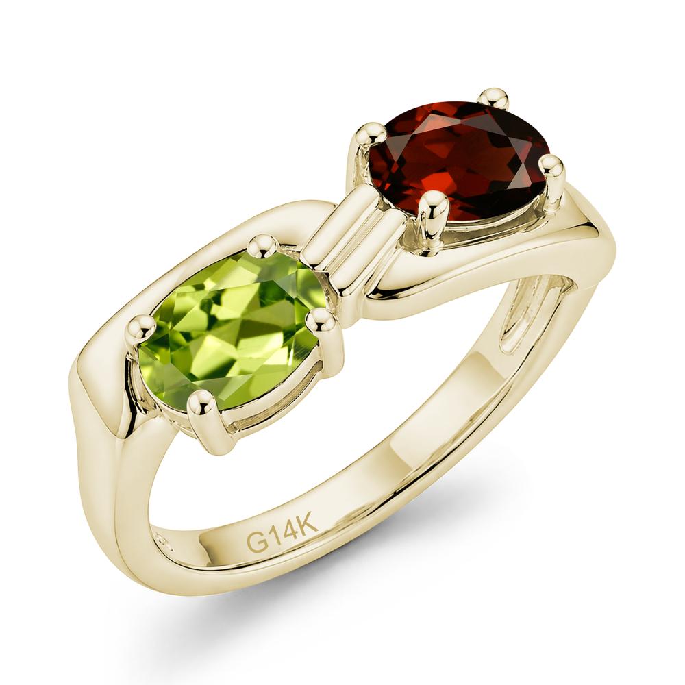 Toi Et Moi Two Stone Rose Quartz and Sapphire Promise Ring - LUO Jewelry #gemstone_Garnet and Peridot