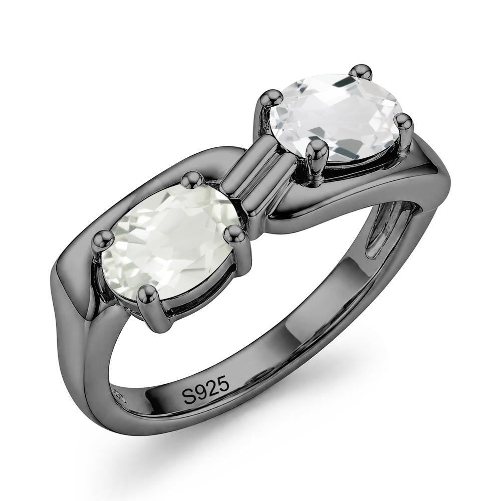 Toi Et Moi Two Stone Rose Quartz and Sapphire Promise Ring - LUO Jewelry #gemstone_Green Amethyst and White Topaz
