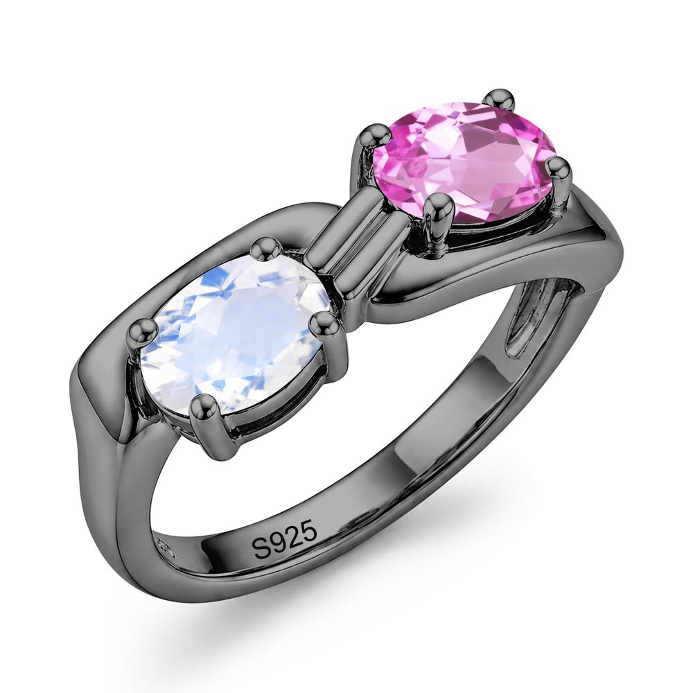 Toi Et Moi Two Stone Rose Quartz and Sapphire Promise Ring - LUO Jewelry #gemstone_Moonstone and Pink Sapphire