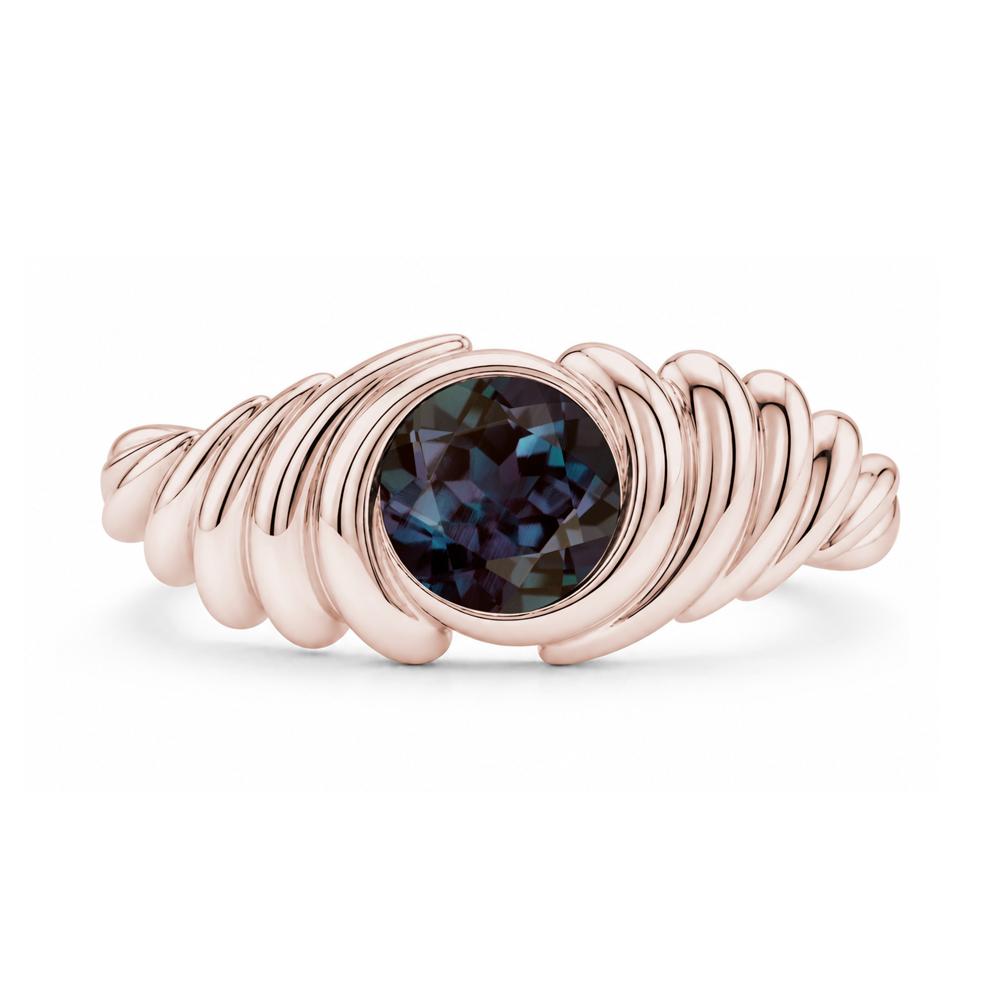Solitaire Bezel Setting Swirl Amethyst Ring - LUO Jewelry #gemstone_Alexandrite