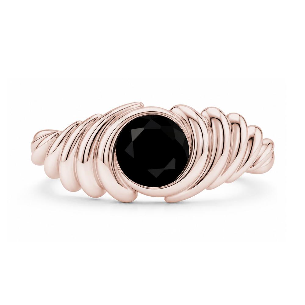Solitaire Bezel Setting Swirl Amethyst Ring - LUO Jewelry #gemstone_Black Spinel