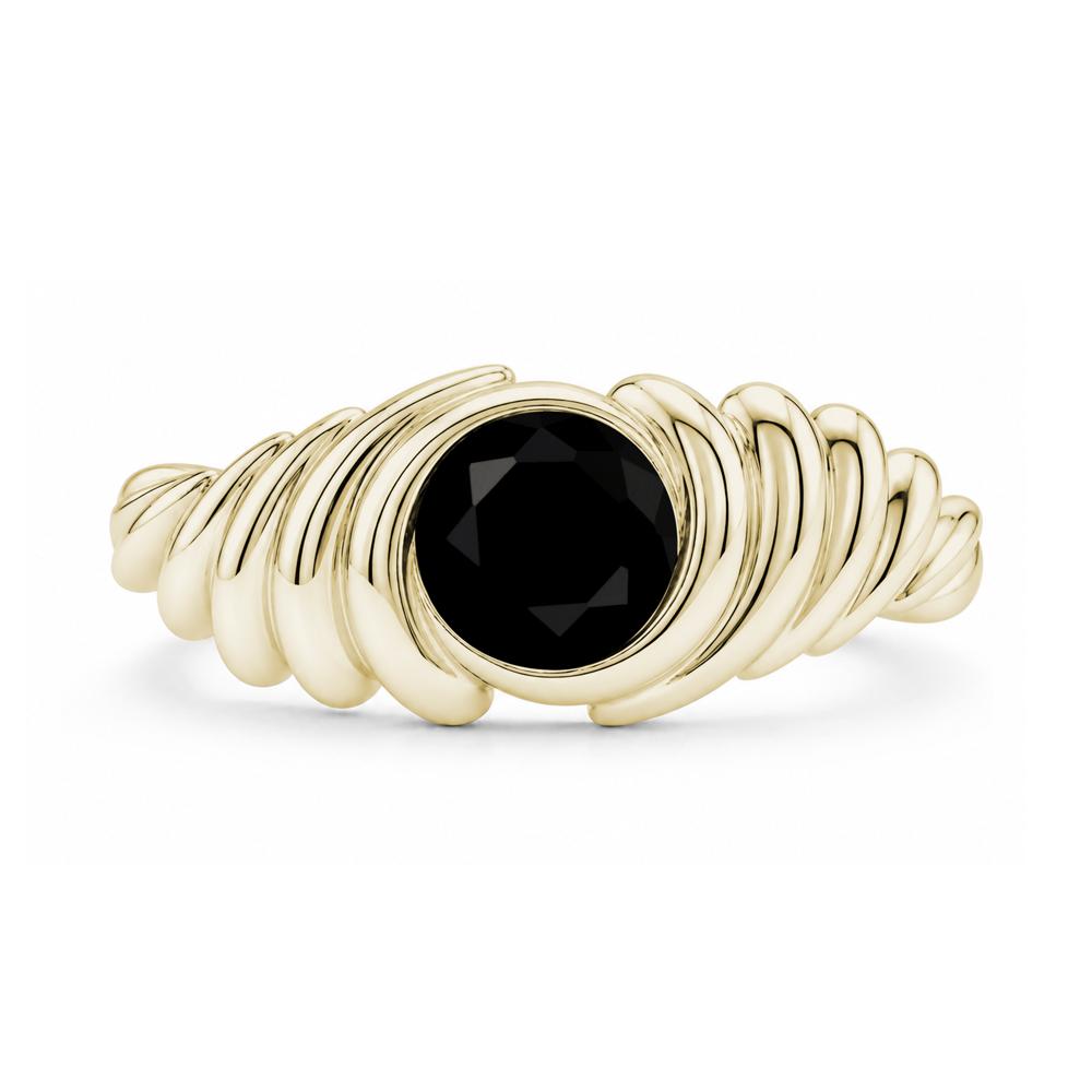 Solitaire Bezel Setting Swirl Amethyst Ring - LUO Jewelry #gemstone_Black Spinel