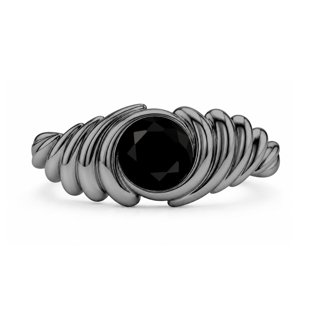 Solitaire Bezel Setting Swirl Amethyst Ring - LUO Jewelry #gemstone_Black Spinel