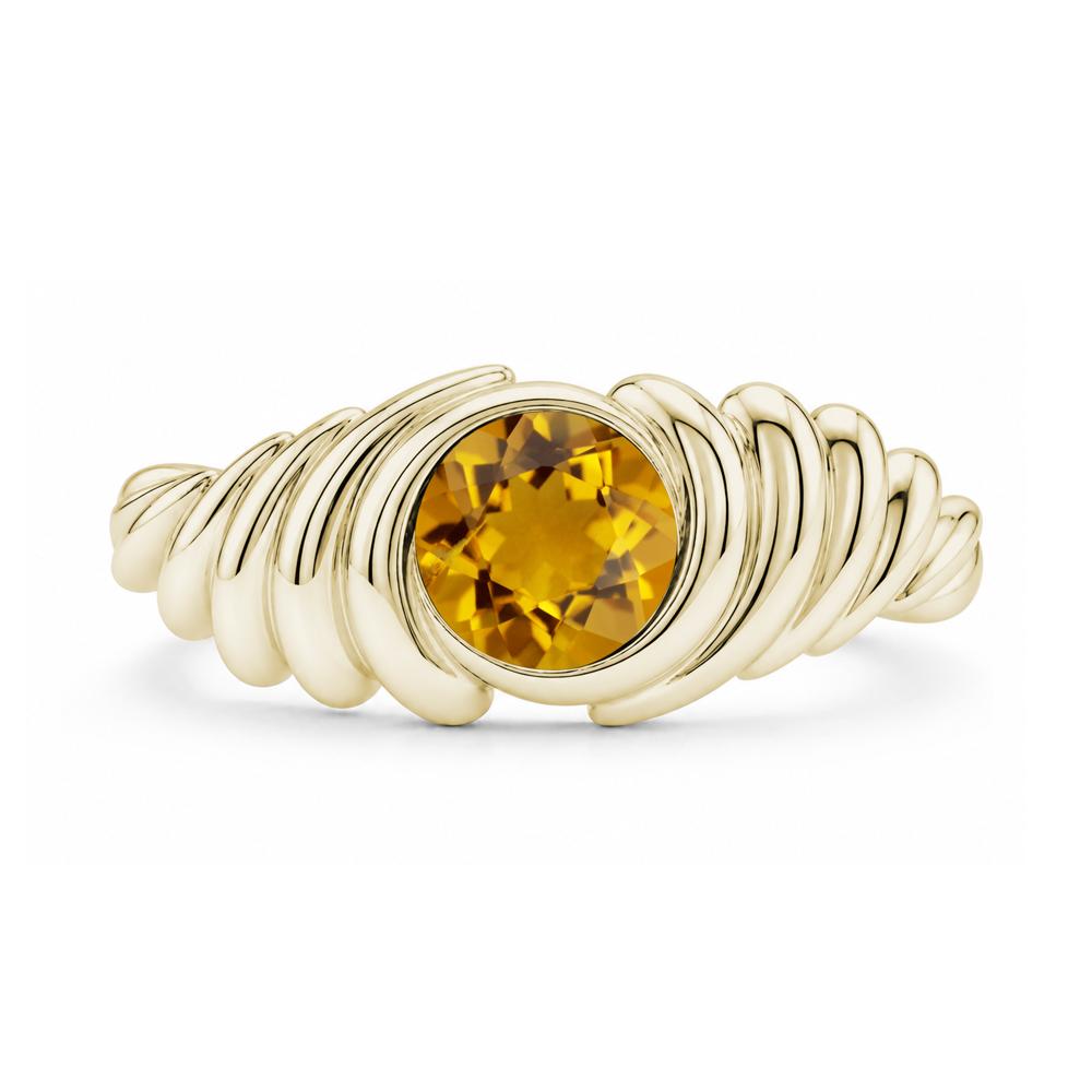 Solitaire Bezel Setting Swirl Amethyst Ring - LUO Jewelry #gemstone_Citrine