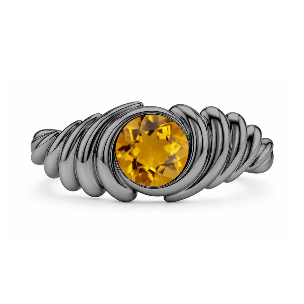 Solitaire Bezel Setting Swirl Amethyst Ring - LUO Jewelry #gemstone_Citrine