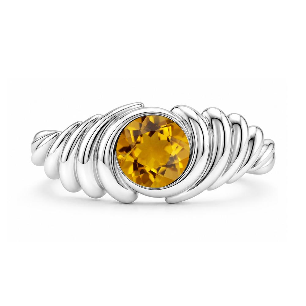 Solitaire Bezel Setting Swirl Amethyst Ring - LUO Jewelry #gemstone_Citrine