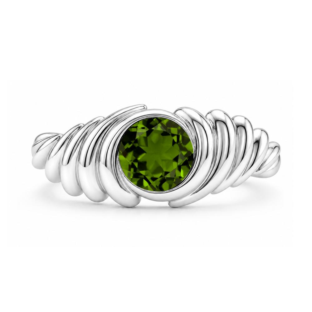 Solitaire Bezel Setting Swirl Amethyst Ring - LUO Jewelry #gemstone_Diopside