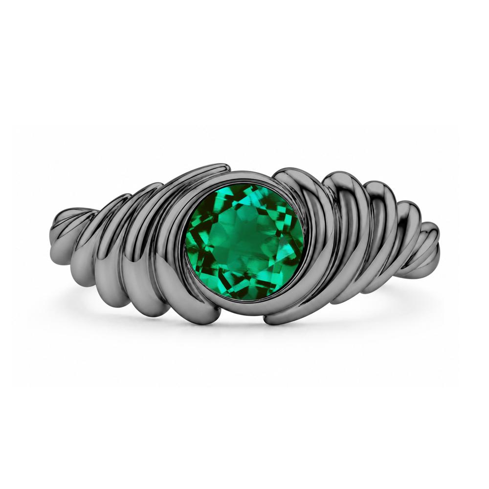 Solitaire Bezel Setting Swirl Amethyst Ring - LUO Jewelry #gemstone_Emerald