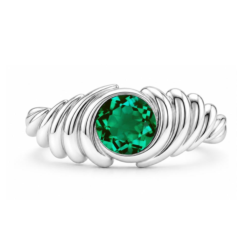 Solitaire Bezel Setting Swirl Amethyst Ring - LUO Jewelry #gemstone_Emerald