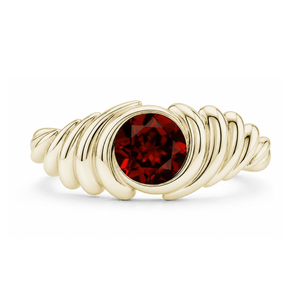Solitaire Bezel Setting Swirl Amethyst Ring - LUO Jewelry #gemstone_Garnet