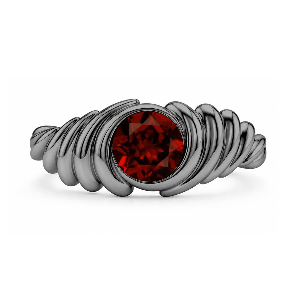 Solitaire Bezel Setting Swirl Amethyst Ring - LUO Jewelry #gemstone_Garnet