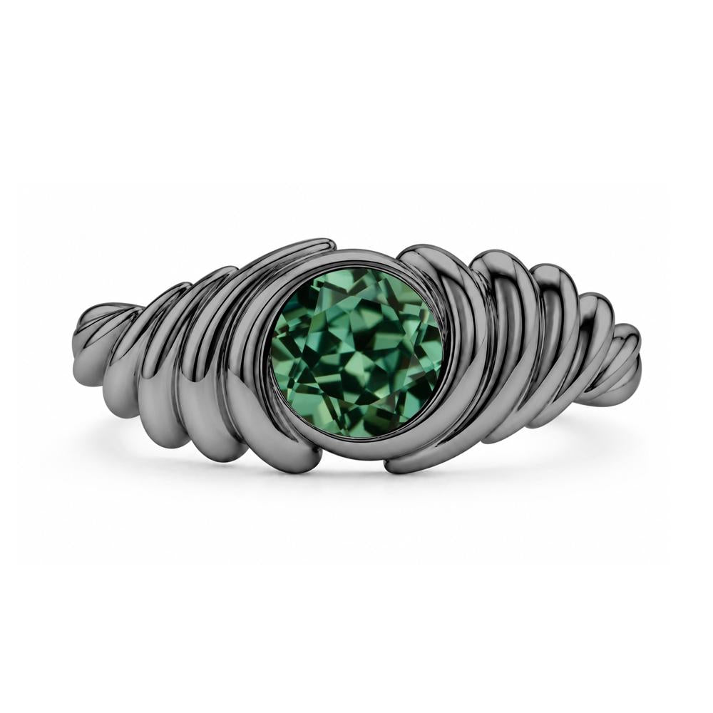 Solitaire Bezel Setting Swirl Amethyst Ring - LUO Jewelry #gemstone_Green Sapphire