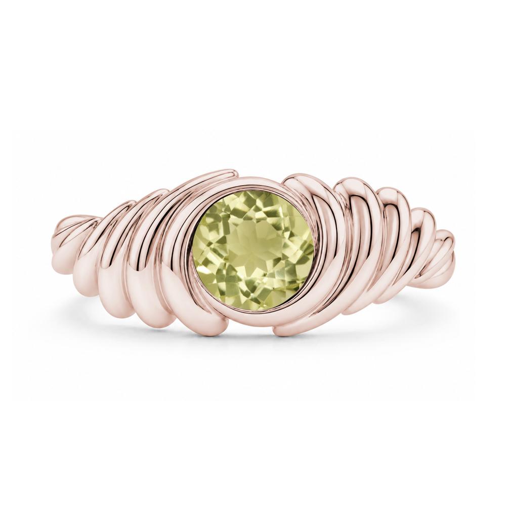 Solitaire Bezel Setting Swirl Amethyst Ring - LUO Jewelry #gemstone_Lemon Quartz