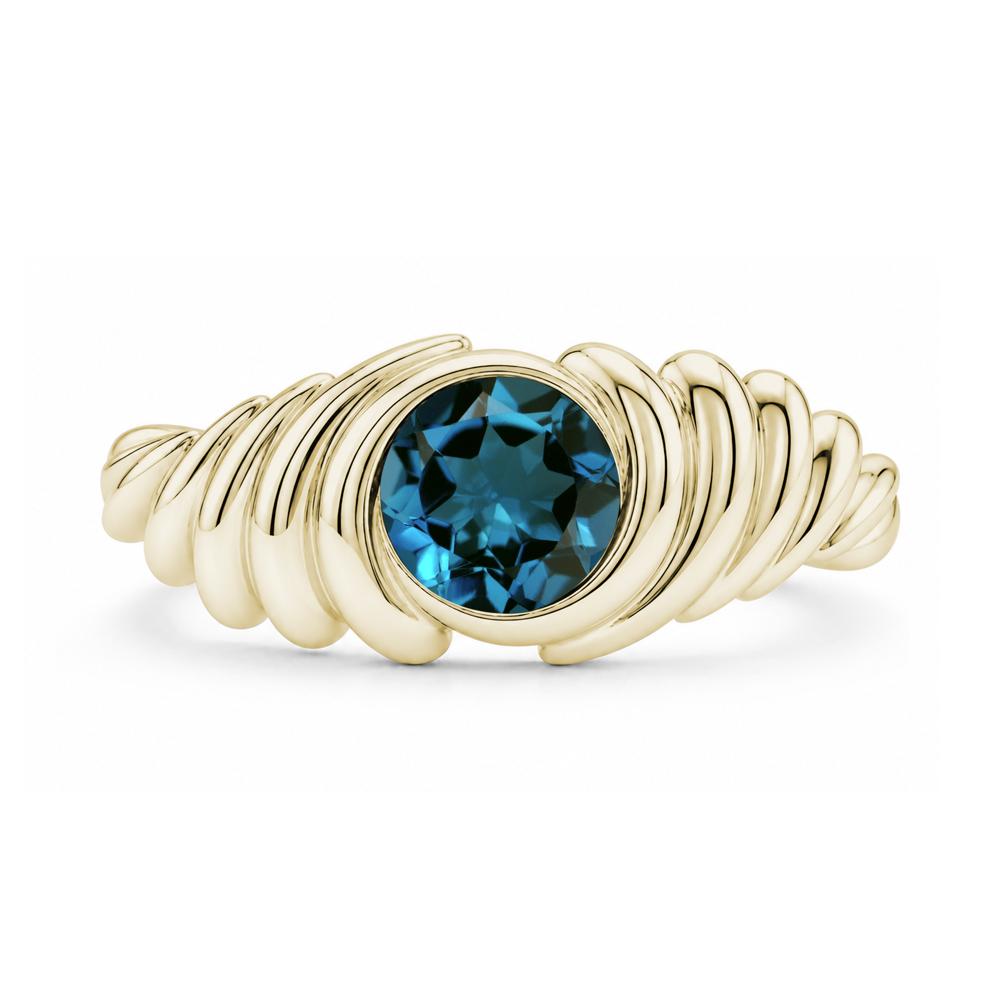 Solitaire Bezel Setting Swirl Amethyst Ring - LUO Jewelry #gemstone_London Blue Topaz