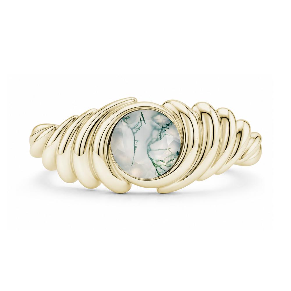 Solitaire Bezel Setting Swirl Amethyst Ring - LUO Jewelry #gemstone_Moss Agate
