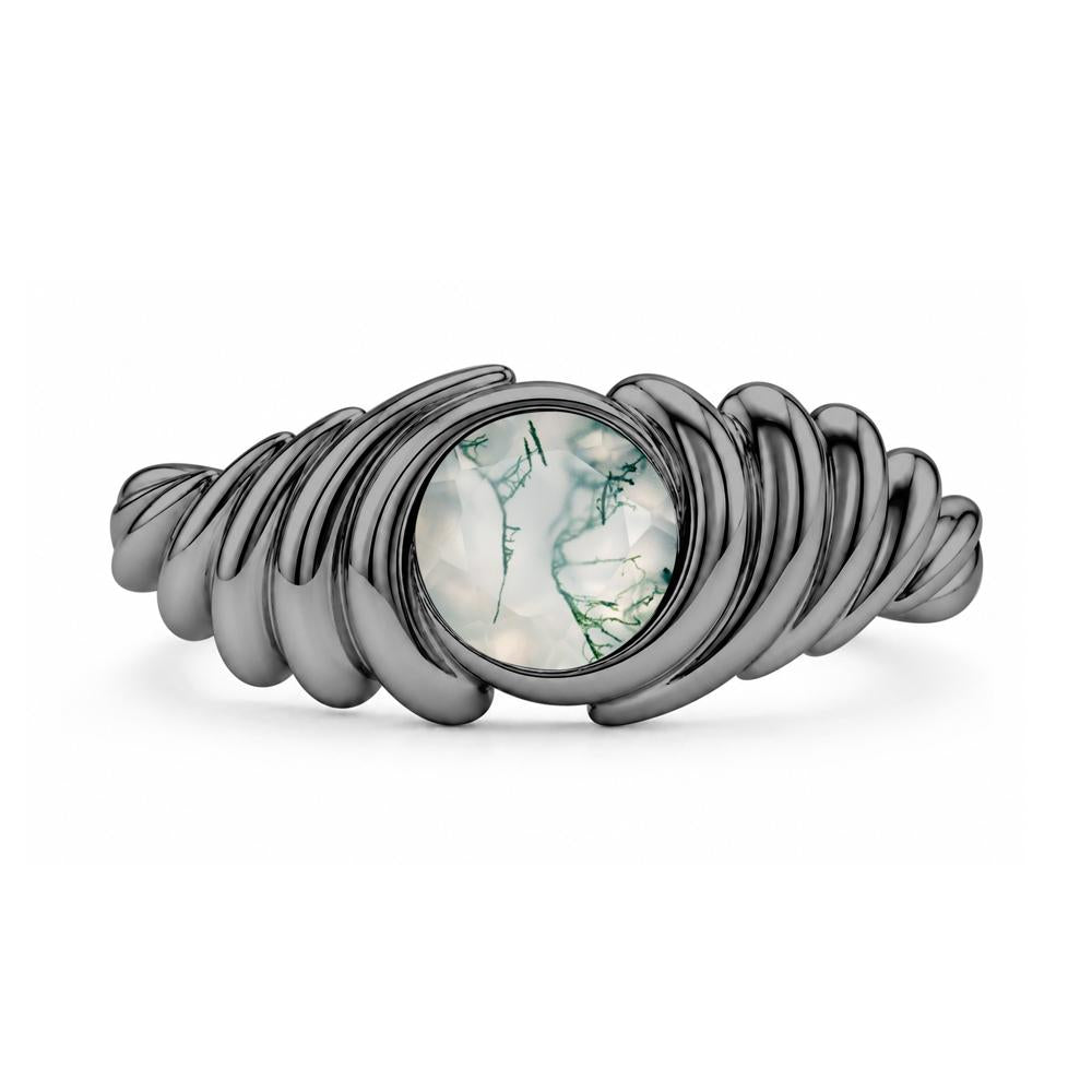 Solitaire Bezel Setting Swirl Amethyst Ring - LUO Jewelry #gemstone_Moss Agate