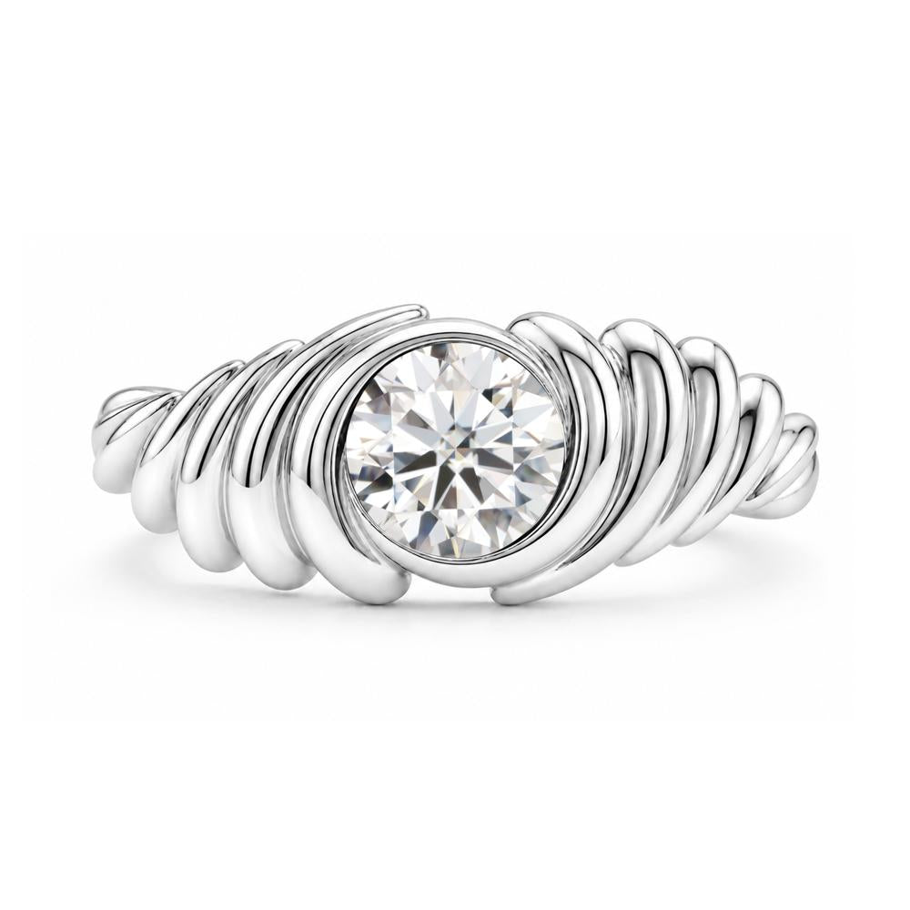 Solitaire Bezel Setting Swirl Amethyst Ring - LUO Jewelry #gemstone_Moissanite