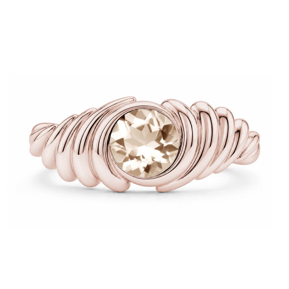 Solitaire Bezel Setting Swirl Amethyst Ring - LUO Jewelry #gemstone_Morganite