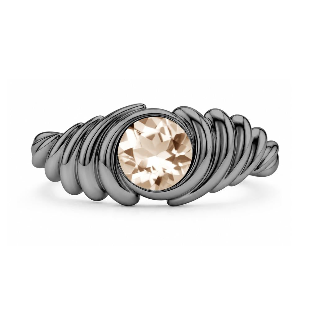 Solitaire Bezel Setting Swirl Amethyst Ring - LUO Jewelry #gemstone_Morganite