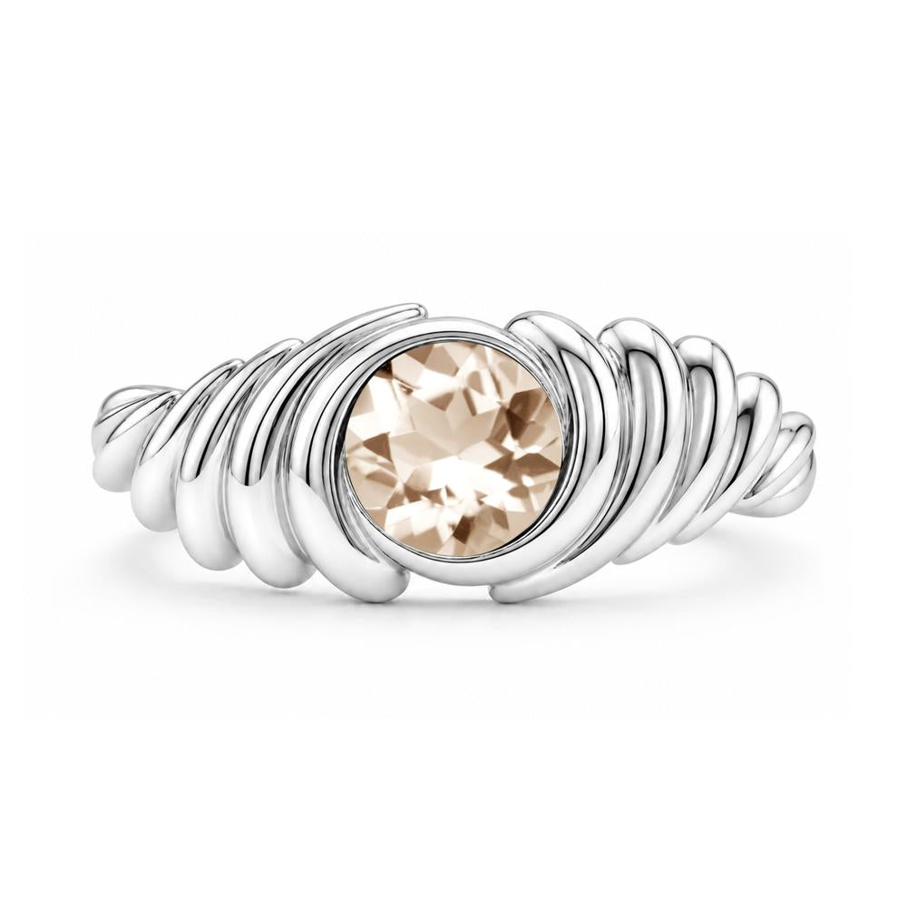 Solitaire Bezel Setting Swirl Amethyst Ring - LUO Jewelry #gemstone_Morganite