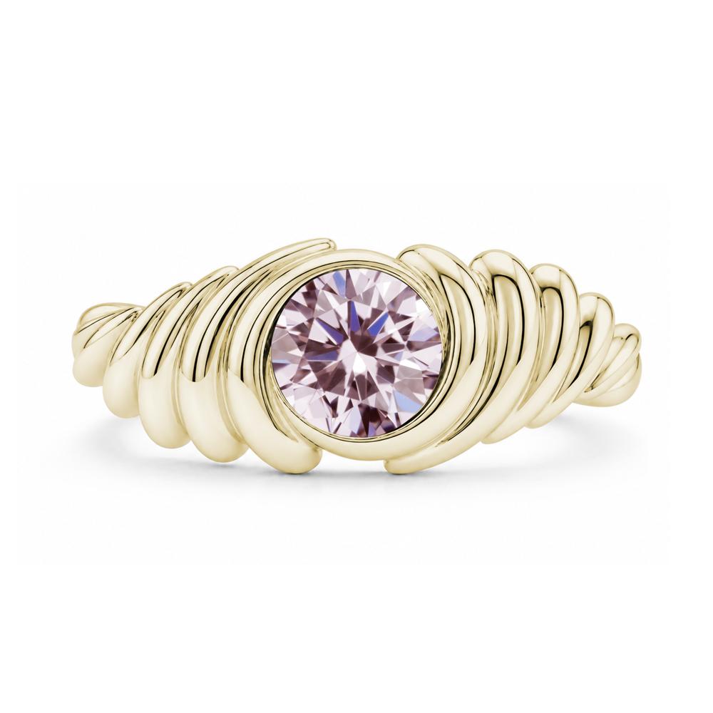 Solitaire Bezel Setting Swirl Amethyst Ring - LUO Jewelry #gemstone_Pink Cubic Zirconia