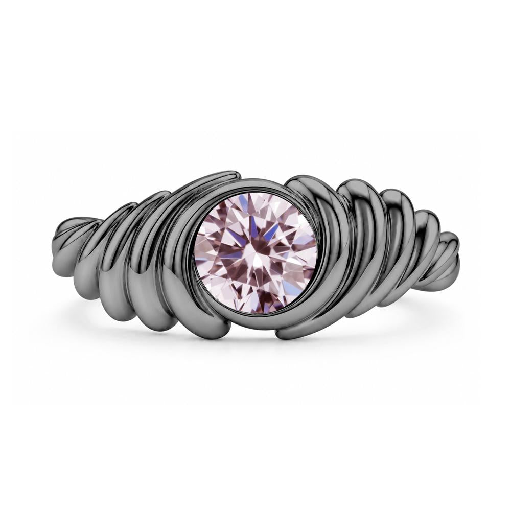 Solitaire Bezel Setting Swirl Amethyst Ring - LUO Jewelry #gemstone_Pink Cubic Zirconia