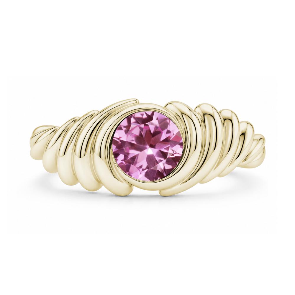 Solitaire Bezel Setting Swirl Amethyst Ring - LUO Jewelry #gemstone_Pink Sapphire
