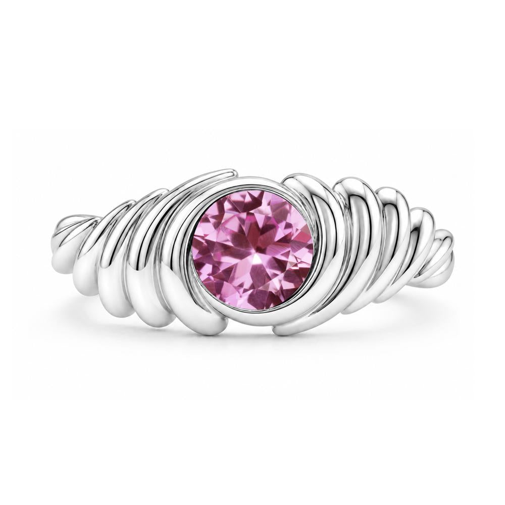 Solitaire Bezel Setting Swirl Amethyst Ring - LUO Jewelry #gemstone_Pink Sapphire