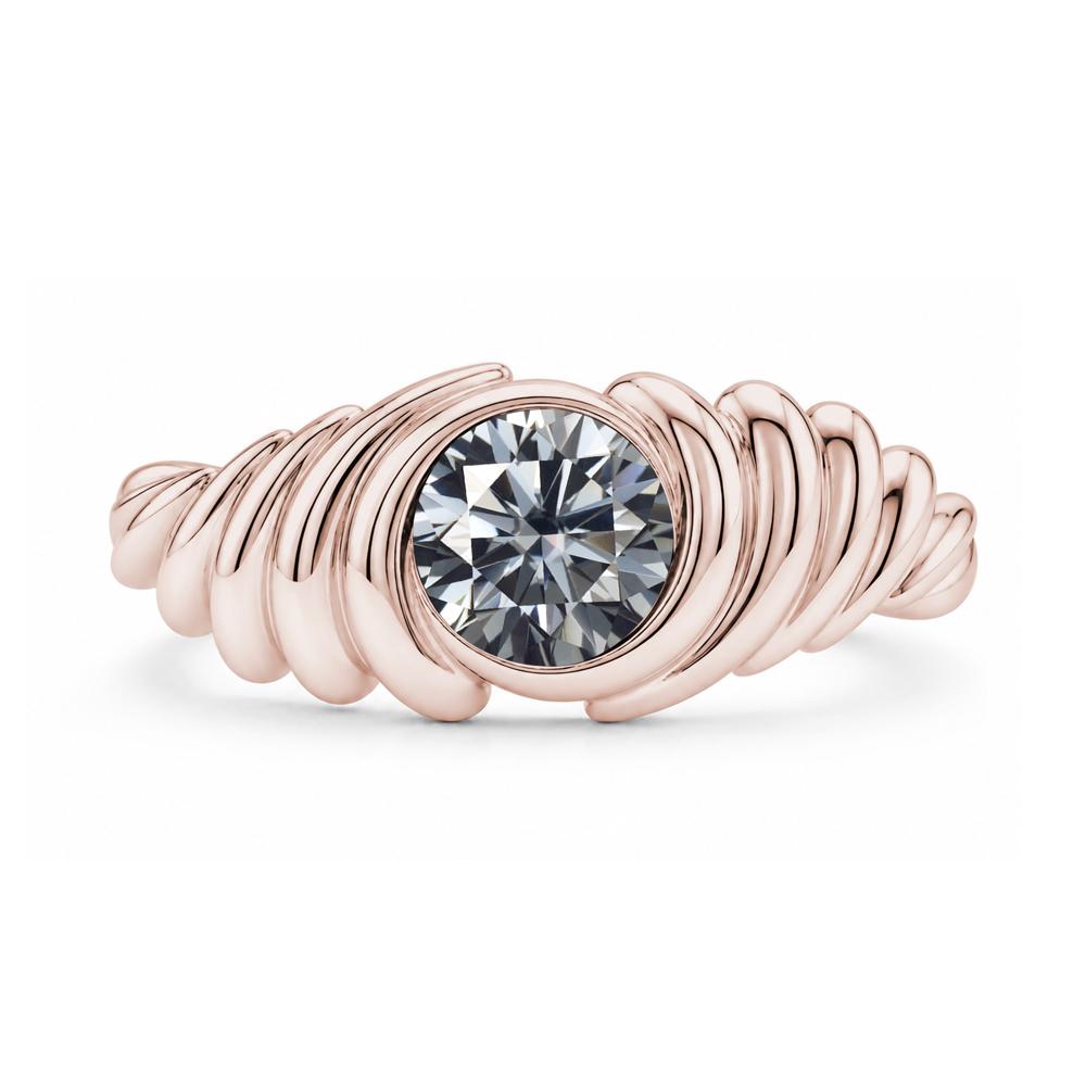 Solitaire Bezel Setting Swirl Amethyst Ring - LUO Jewelry #gemstone_Grey Moissanite