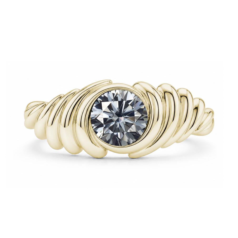 Solitaire Bezel Setting Swirl Amethyst Ring - LUO Jewelry #gemstone_Grey Moissanite