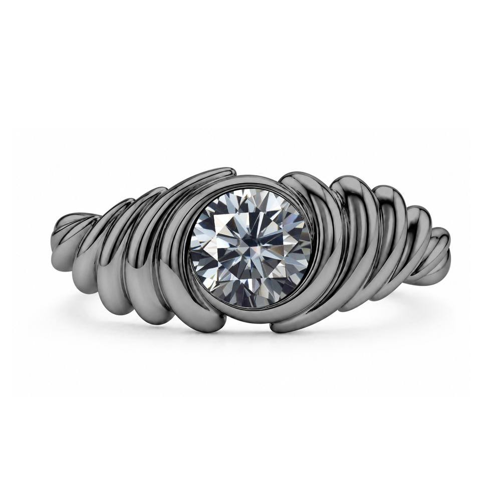 Solitaire Bezel Setting Swirl Amethyst Ring - LUO Jewelry #gemstone_Grey Moissanite