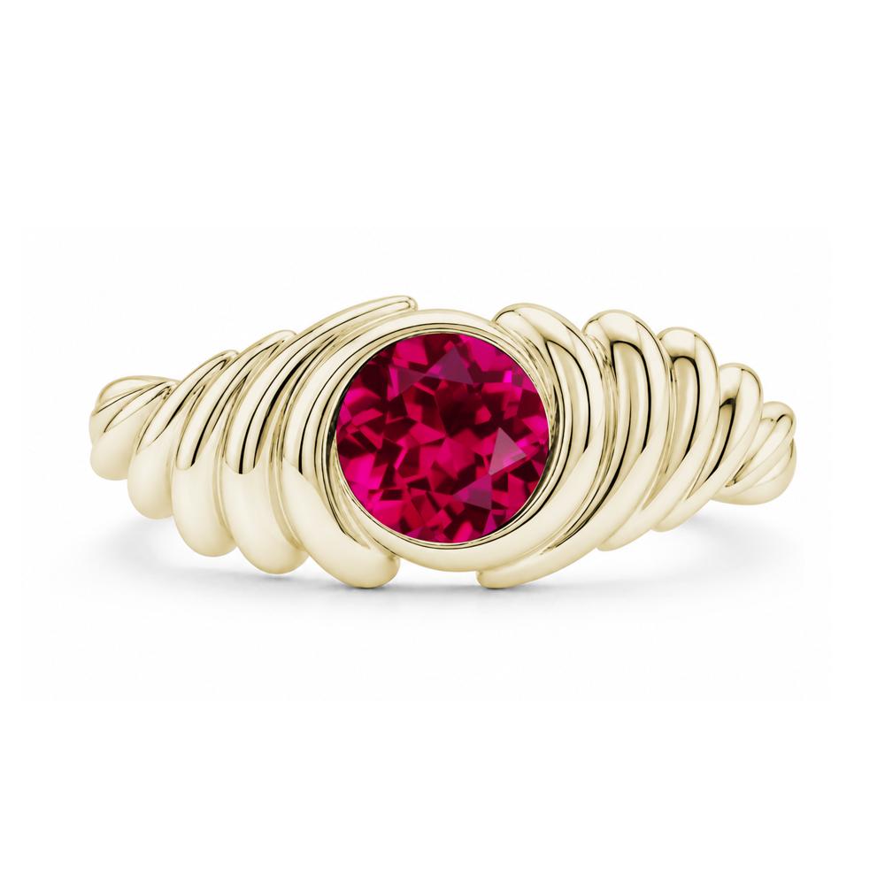 Solitaire Bezel Setting Swirl Amethyst Ring - LUO Jewelry #gemstone_Ruby