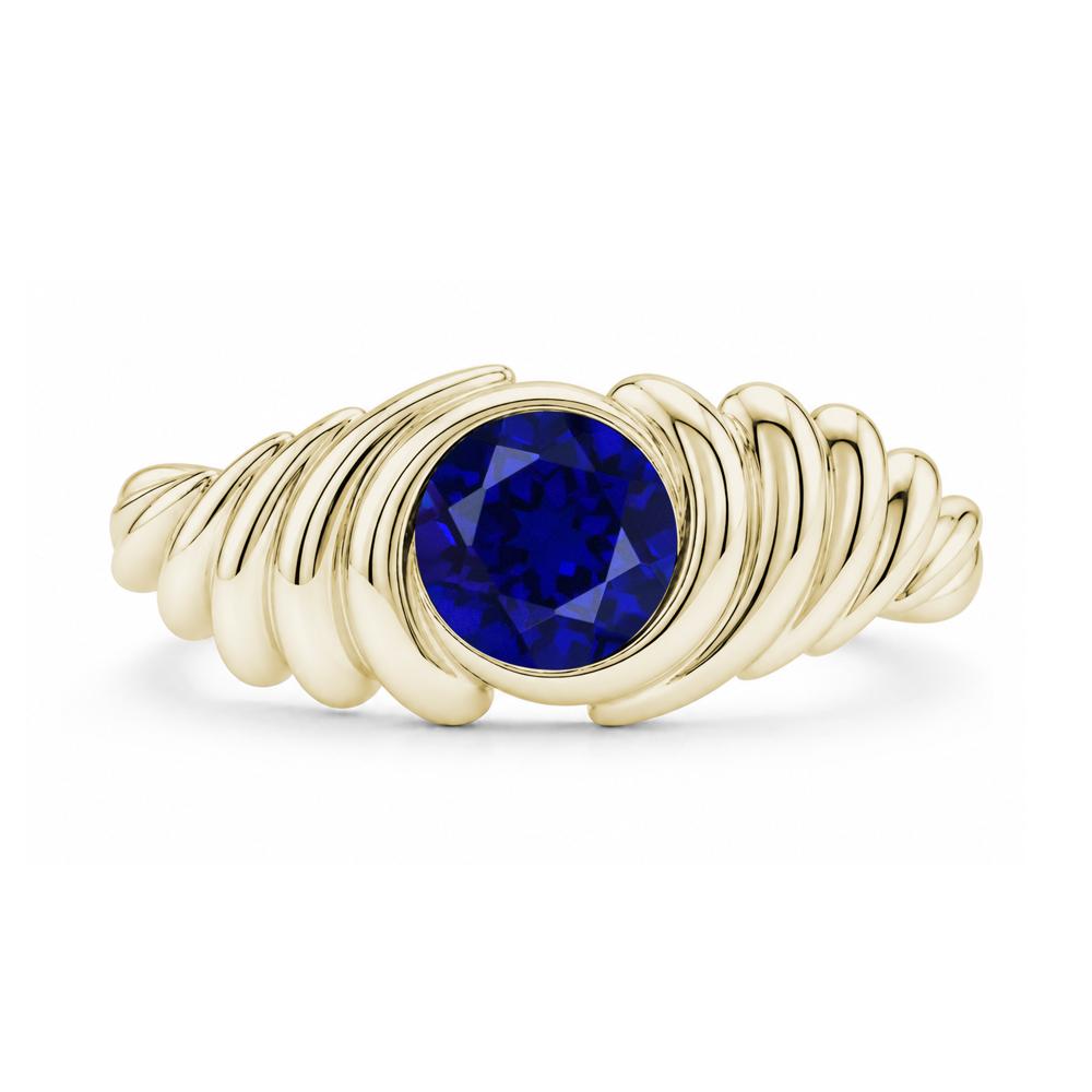 Solitaire Bezel Setting Swirl Amethyst Ring - LUO Jewelry #gemstone_Sapphire