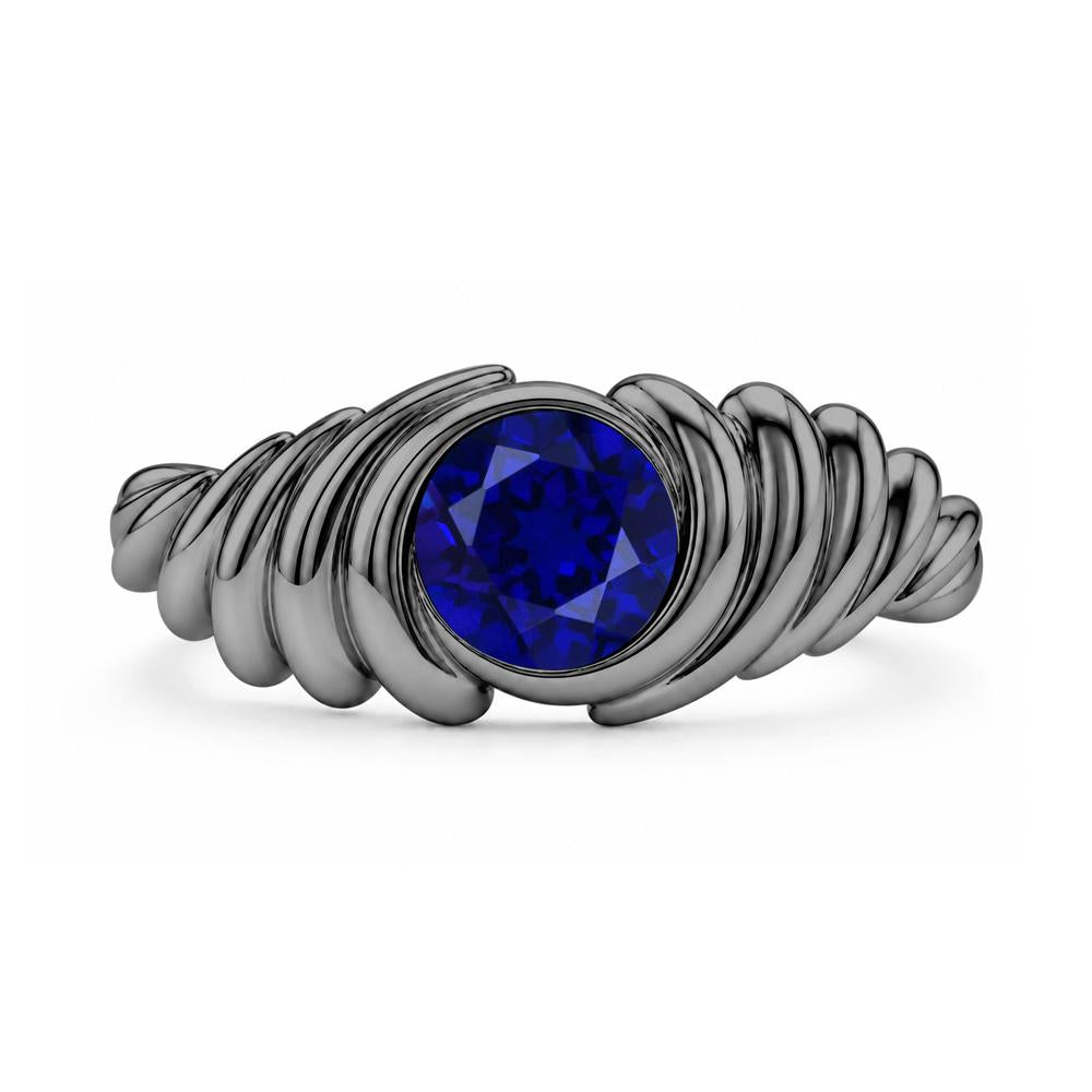 Solitaire Bezel Setting Swirl Amethyst Ring - LUO Jewelry #gemstone_Sapphire