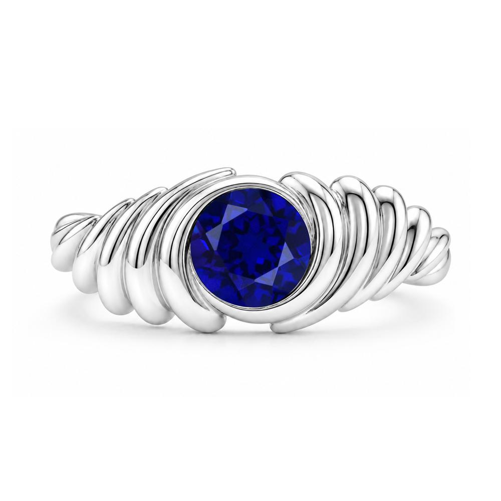 Solitaire Bezel Setting Swirl Amethyst Ring - LUO Jewelry #gemstone_Sapphire