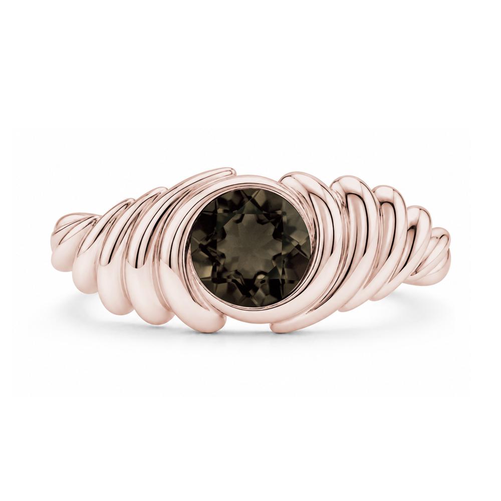 Solitaire Bezel Setting Swirl Amethyst Ring - LUO Jewelry #gemstone_Smoky Quartz