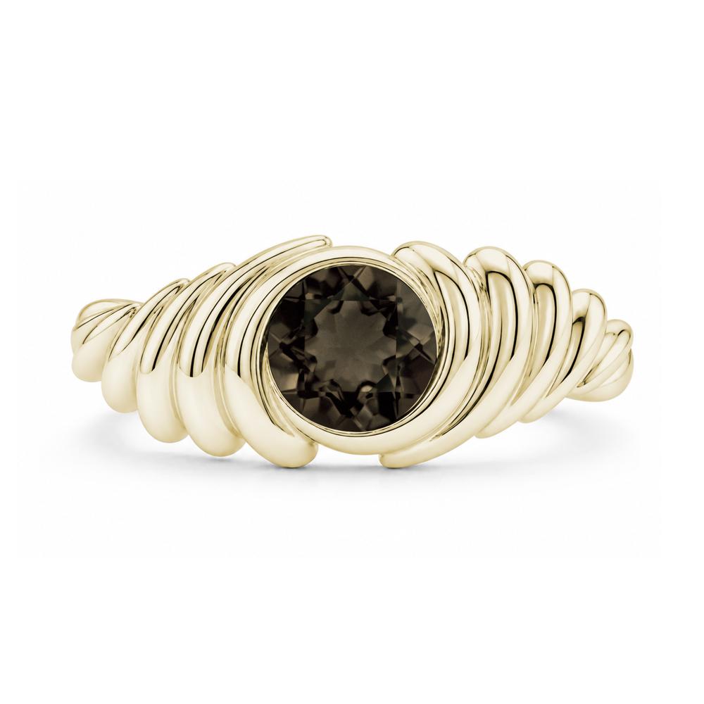 Solitaire Bezel Setting Swirl Amethyst Ring - LUO Jewelry #gemstone_Smoky Quartz